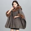 Women Faux Fur Collar Cape New Fashion Poncho Autumn Winter Oversize Big Cloak Warm Hooded Coats Outerwear Female Fur Capes