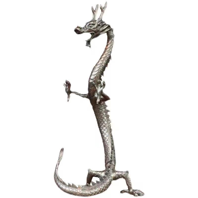 Латунное стоячее восходящее украшение Благоприятное Офис Гостиная Дом Большой Летающий Дракон Процветание Зодиак Ст