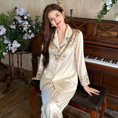 Пижама женская весна и осень с длинным рукавом новый высококачественный летний тонкий домашний костюм