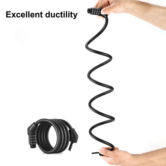 Bike Cable Combination Lock 4-Digit Password Anti-theft Bicycle Lock Long-lasting Cable Lock with Alloy Core for MTB Road Bike