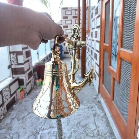 Морской латунный колокольчик настенный корабельный колокольчик 25,4 см якорь лодка декор