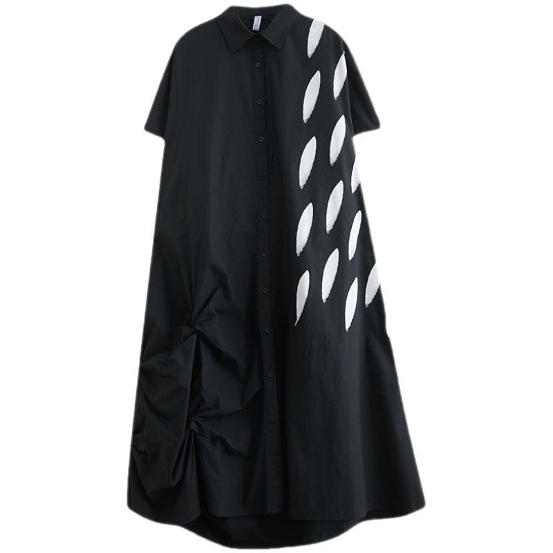 Summer Women's Dress Loose Large Size Cool Comfort Short Sleeve Printed Skirt Artistic Temperament In The Long Casual Dress