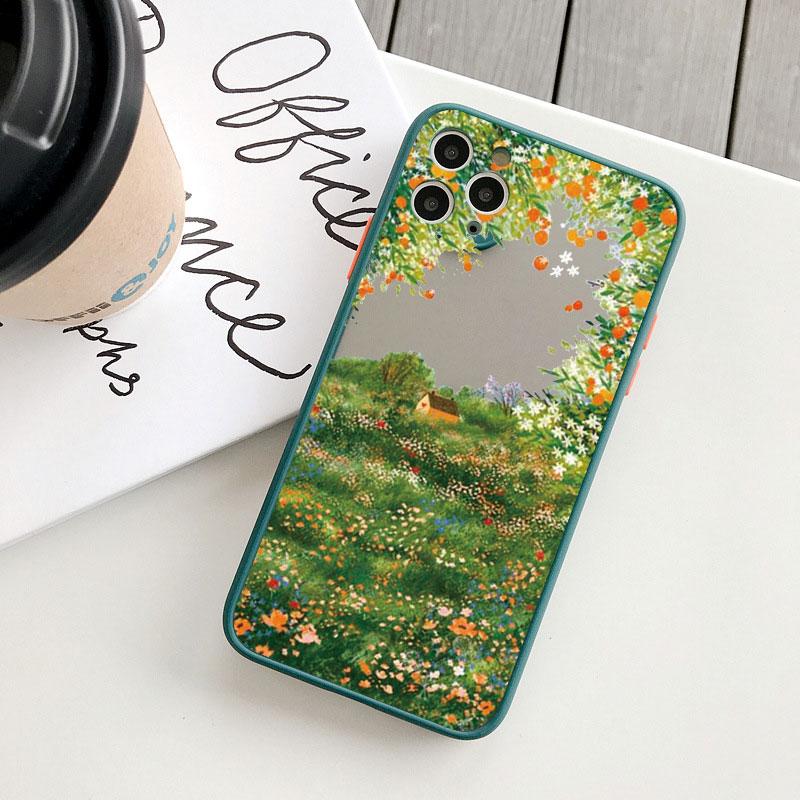 Ретро-чехол для телефона с росписью пейзажа для iphone 16 7 8 Plus SE2 X XS XR 16 14 12 13 11 Pro Max Большие цветочные поля Домик в лесу Чехлы