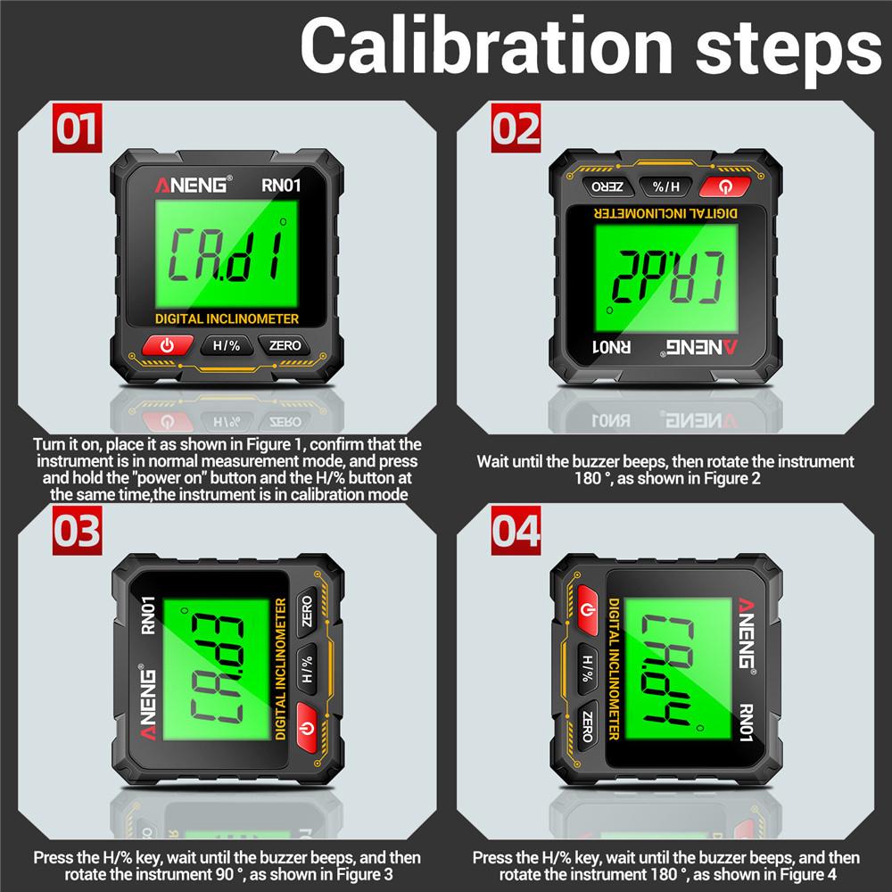 Multi Functional Digital Angle Finder Tool 360 Degree Flip Measurement Four Sided Magnetic Tilt Box Level Gauge Slope