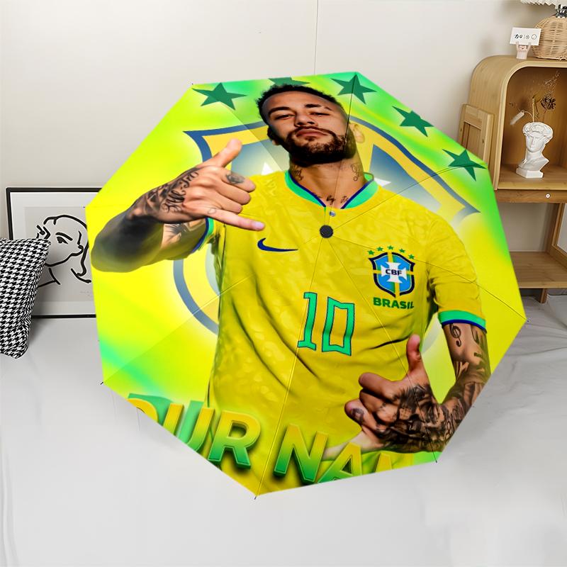 Personalized Name Brazilian football player Print Umbrella, UV Shielding. It Has Eight Sturdy Ribs for Outdoor Use And Perfect As a Holiday Gift