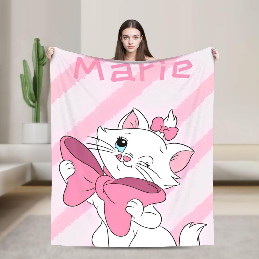 Marie Cat Cartoon Warm Soft Blanket Camping Plush Throw Blanket Fashion Home Decor Flannel Bedspread Sofa Bed Cover