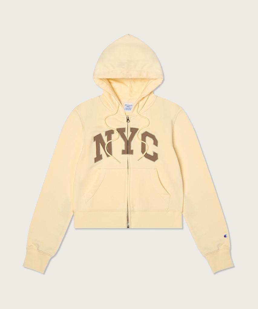Champion Женская укороченная худи на молнии NYC Кремовая