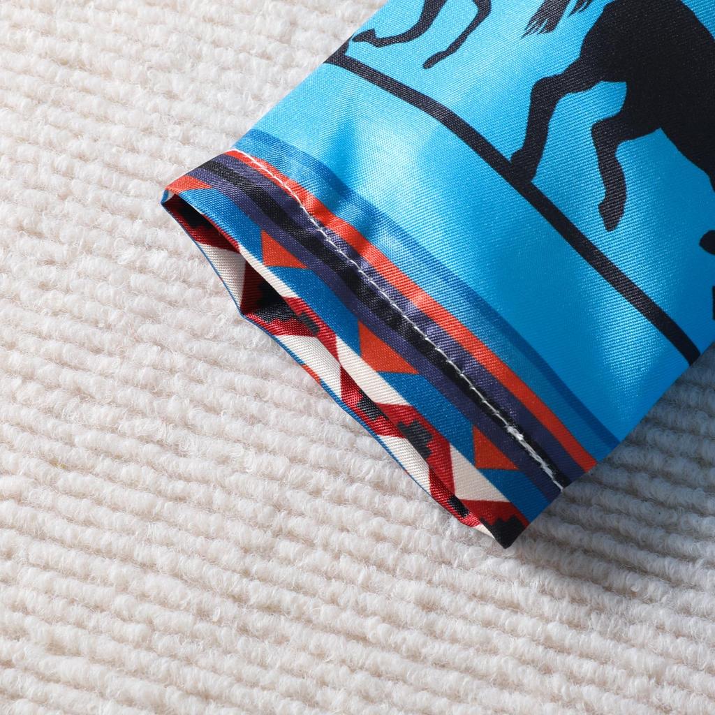 Baby Boys Spring Autumn Casual Romper 3M 6M 12M 18M 24M Long Sleeve Lapel Cattle/Horse Print Button Romper