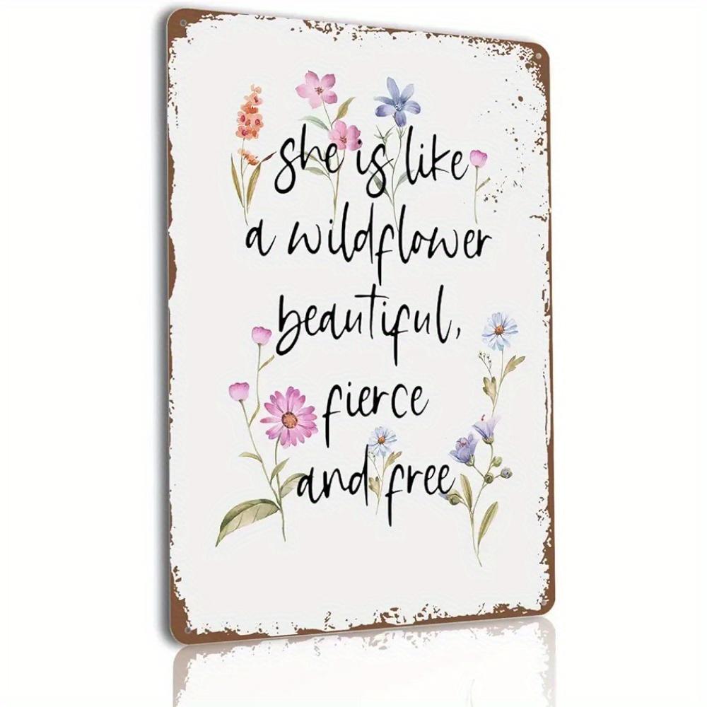 Wildflower Theme Vintage Party Decor Rustic Iron Hanging Sign for Outdoor Metal Wall Art Garage Decor Perfect