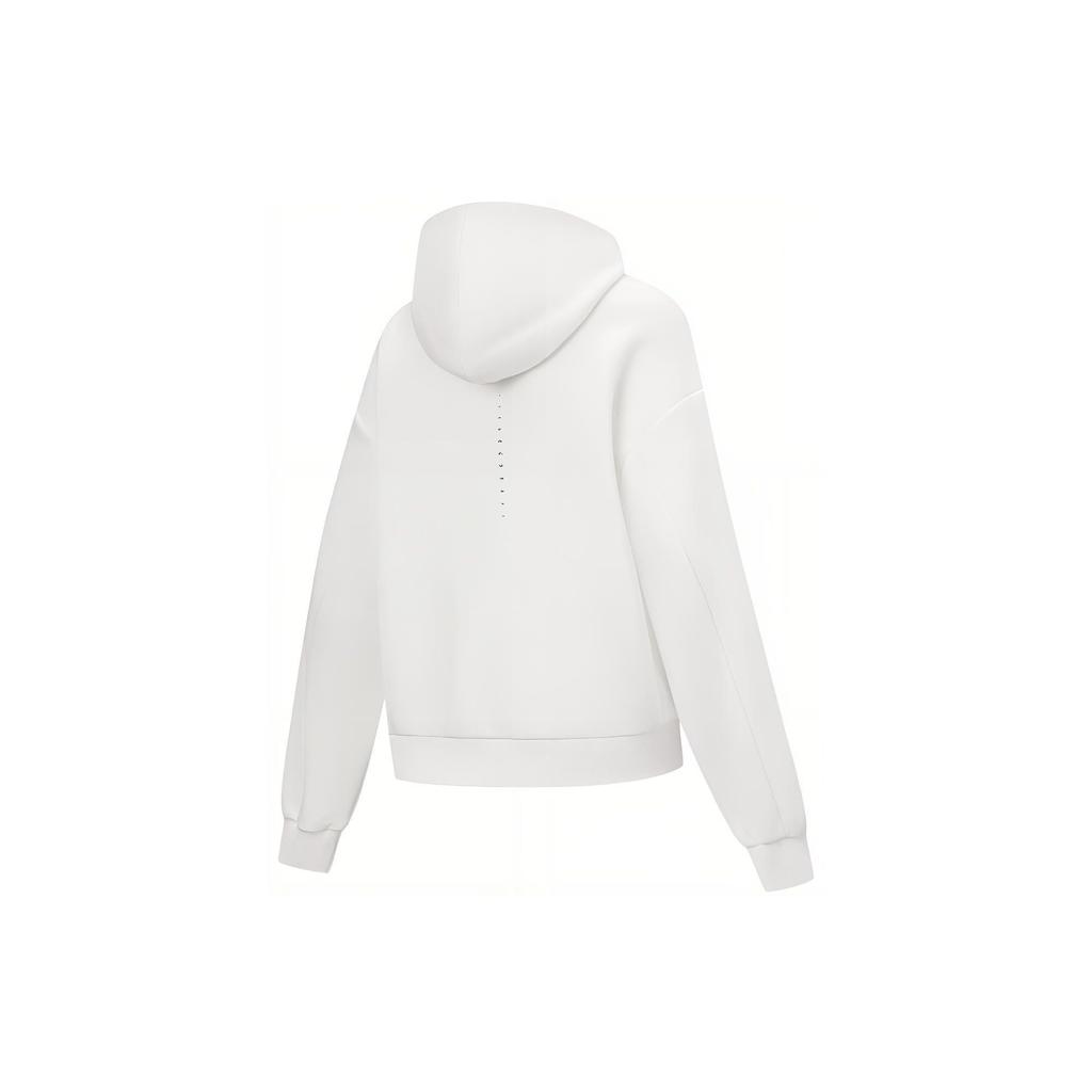 Li-Ning Solid Color Large Pocket Hoodie Women Hoodies Off-White AWDTB92-8