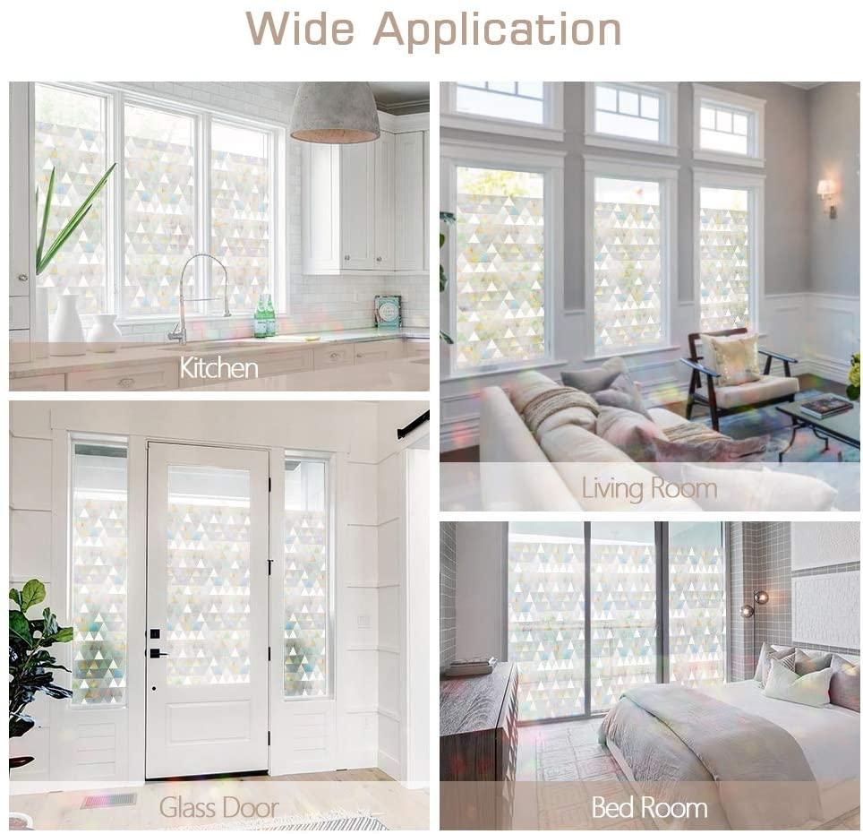 Статическая клейкая пленка с треугольным узором 3D Laser Window Film для стекла, неклеящаяся, декоративная, матовая, конфиденциальная, похромная для спальни, винил