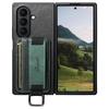 Чехол для телефона Samsung Galaxy Z Fold 8 Ultra 7 6 5 Ударопрочный с ремешком на запястье, кольцом-держателем, из искусственной ретро ПУ кожи, с держателем для карт, подставкой