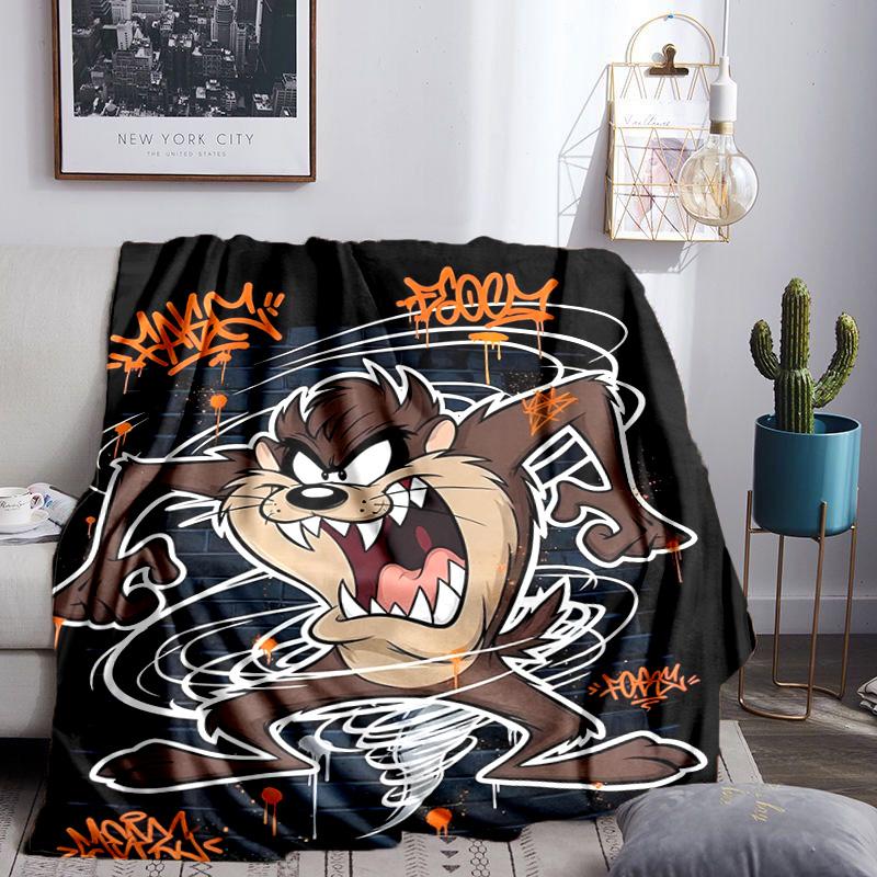Tazma-nian Devil Spray Art Throws Blanket Flannel Blankets Plush for Couch Bed Gifts for Men Women Travel picnic blanket Christmas fan gifts