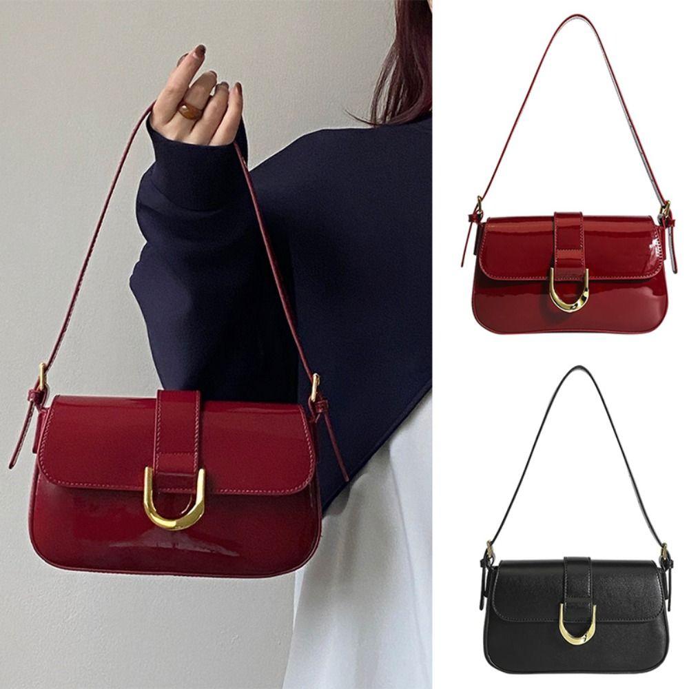 Small Shoulder Bag Horseshoe Buckle Casual Crossbody Bag PU Leather Women Clutch Purse