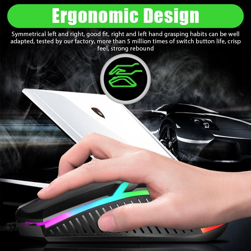 S1 LED Luminous Backlight USB Wired Mouse for Dell Lenovo HP PC Computer Laptop Desktop Mute Office Computer Gaming Gamer Mouse