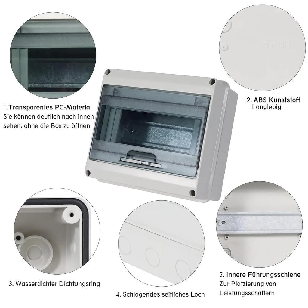 Распределительная коробка серии HT 5/8WAY из ПК-пластика, водонепроницаемая, IP65, с клеммной DIN-рейкой для распределительных коробок для сада на открытом воздухе