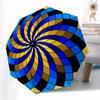 Spiral Pattern Automatic Folding Umbrella  8 Ribs, Durable Iron Frame, Bright Color Pattern Compact Travel Umbrella, Suitable for Outdoor, B