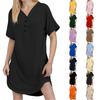 Женское повседневное однотонное платье с застежкой на пуговицы и коротким рукавом реглан
