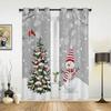 Christmas Tree Snowman Snowflake Pink Window Curtains Decor For Home Bedroom Kitchen Living Room Ornament Xmas Gifts Navidad