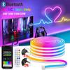 DC24V RGBIC Неоновая светодиодная лента 5м 10м 15м 20м RGB IC Неоновый световой шнур с Bluetooth-приложением и пультом дистанционного управления для DIY Неоновая игровая лента