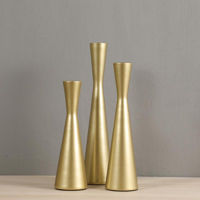 3pcs Vintage Taper Candle Holders Creative Hourglass Decorative Candlestick Holder For Dining Table