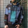 Vintage Hoodies for Men 3D Plaid Print Colorful Hoodie Sweatshirts Long Sleeve Pullovers Street Mens Clothes Casual Unisex Tops