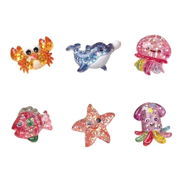 Набор из 2/6 смоляных фигурок морских существ, ornaments для поделок, фоторамок, чехлов для телефонов, скрапбукинга и аксессуаров для волос