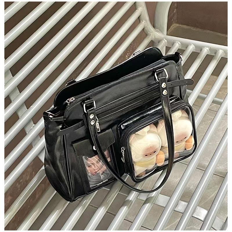 Японская сумка Itabag в стиле Y2k для Лолита-девушек, Сумка через плечо, Модная сумка Harajuku, Многокарманная, Прозрачный карман для значков, Сумка на плечо