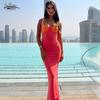 Elegant Strapless Sexy Bodycon Maxi Dress Women Sleeveless 2022 Split Slip Long Dress Casual Y2k Party Dress Robe Vestidos 21004
