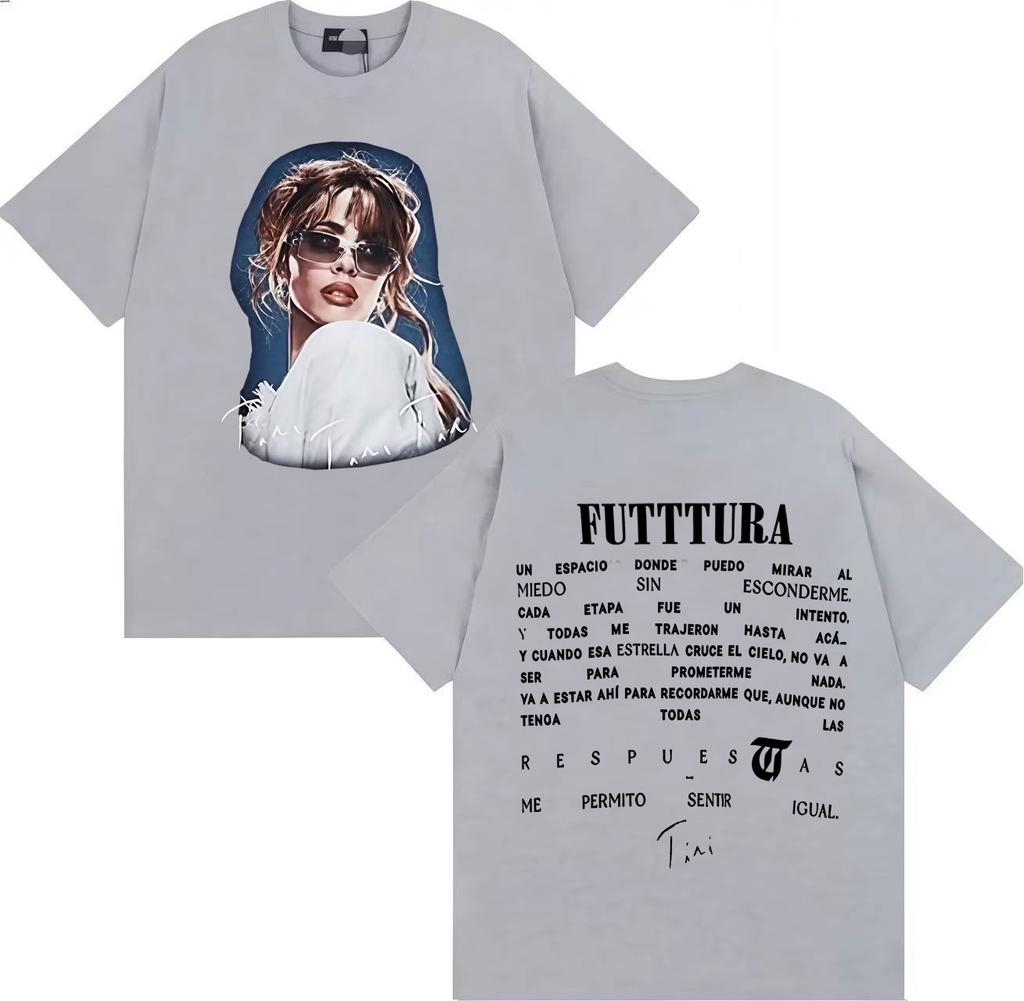 Summer Hit Singer TINI Futttura's Album Pop Music Gothic 2025 Summer Print 100% Pure Cotton Fashion Loose Casual T-shirt
