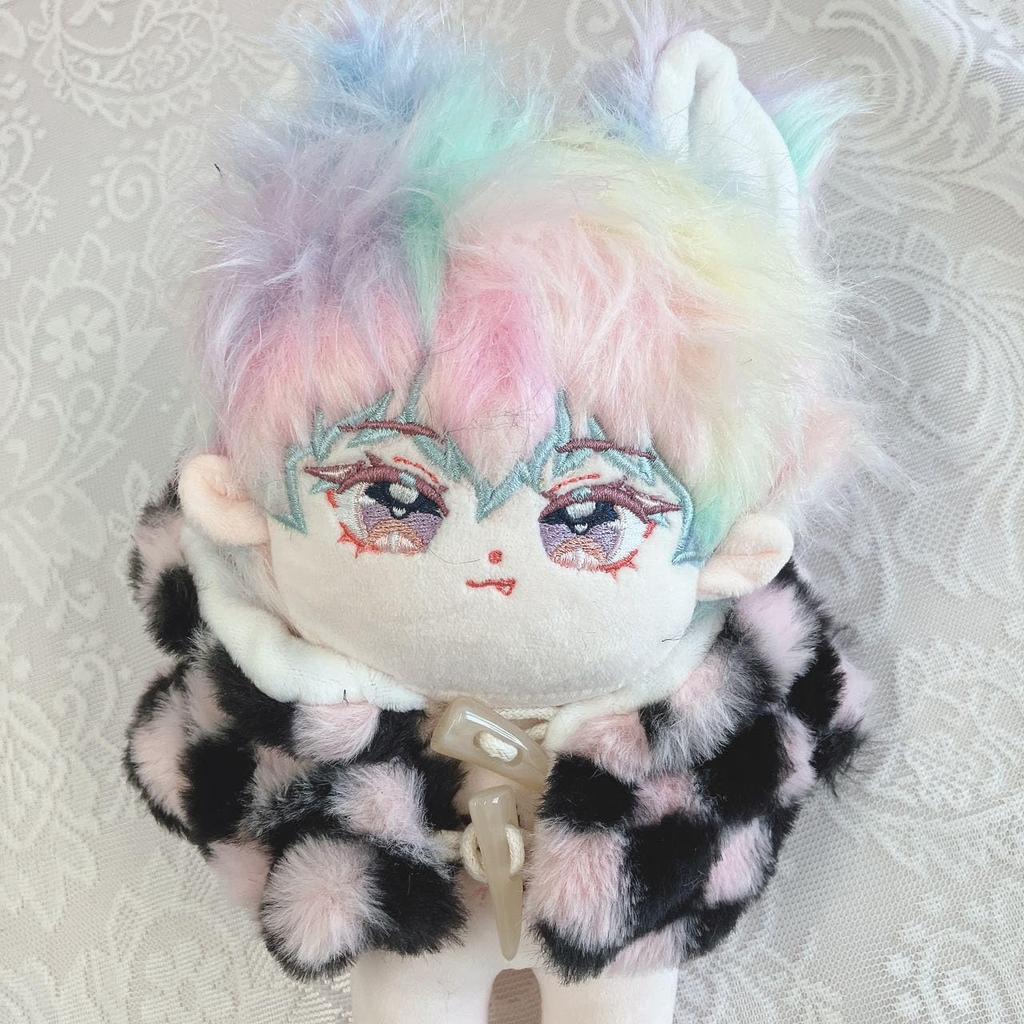 Розовый клетчатый плюшевый костюм для 15см и 20см плюшевых игрушек, пончо, головной убор, G-Trigger, Нуикацу, Нуидори [Товар]