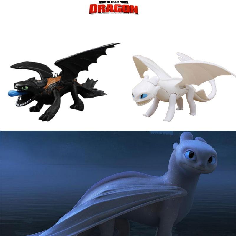 Как приручить дракона Фигурки: Ночная Фурия (Беззубый) и Лайт Фьюри - Подвижные пластиковые коллекционные фигурки для возраста 3+