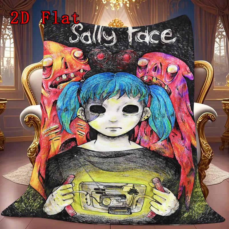 Sally Face 2D Flat Pattern Flannel Blanket High quality All Seasons Warmth and Comfort Perfect for Christmas Gifts.