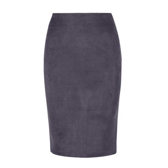 Women's High Waist Pencil Skirt, Solid Color Polyester Slim Fit Skirt with Back Slit