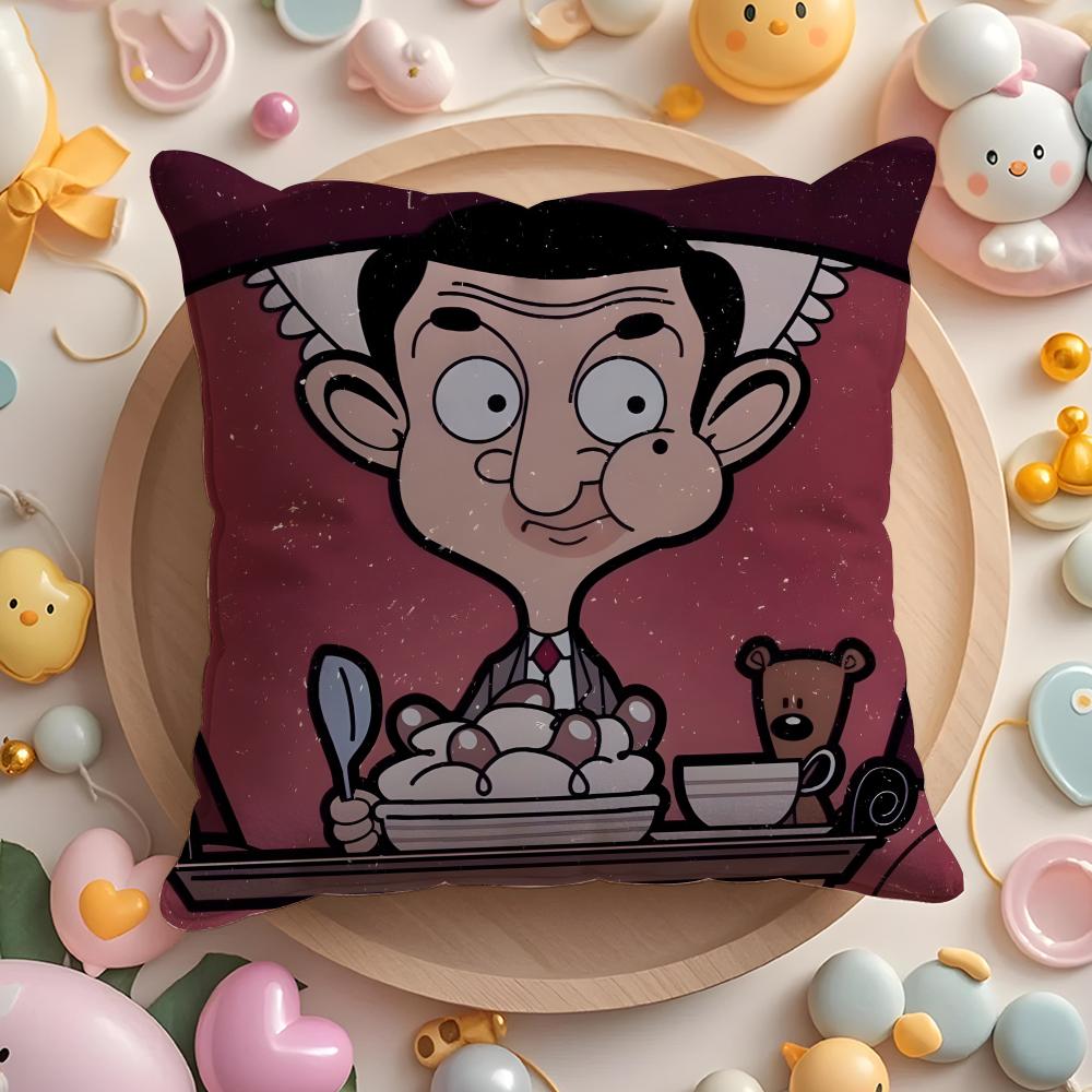 Наволочка Mr B-Bean-N Мягкая Плюшевая Ткань Двусторонняя Печатная Наволочка для Подушки Теплая Зимняя Подушка для Дивана