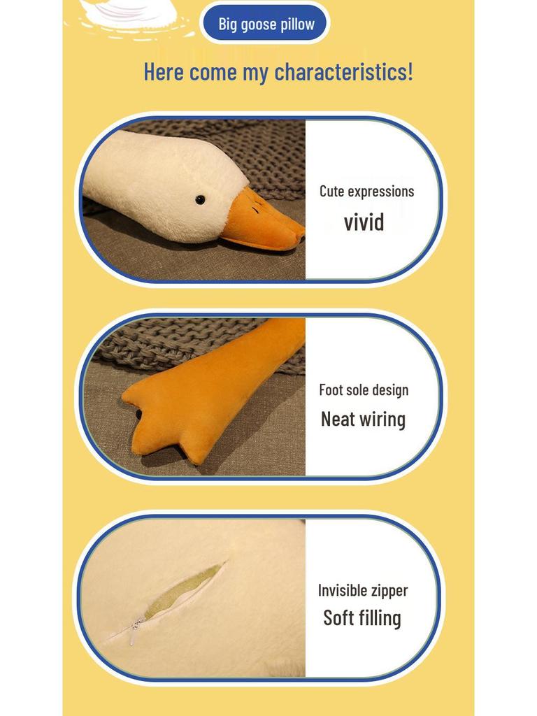 Adorable White Goose Plush Toy - Cute Sleeping Pillow & Birthday Gift