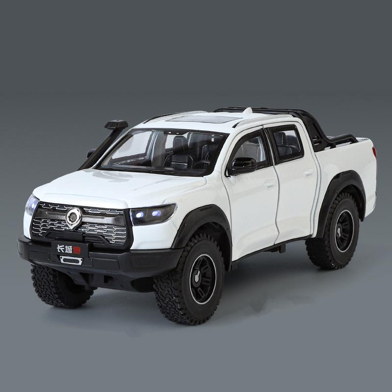1/24 Great Wall Motor POER Pickup Alloy Car Model Diecast Metal Offroad Vehicles Car Model Simulation Sound Light Kids Toy Gift
