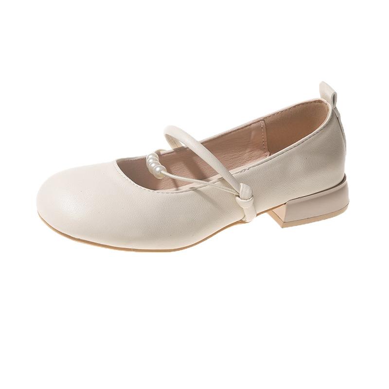 2025 Новые туфли Мэри Джейн Luo Lianna Gentle Wind Женские с жемчугом Французский стиль Маленький ароматный стиль Толстый каблук с юбкой Женские