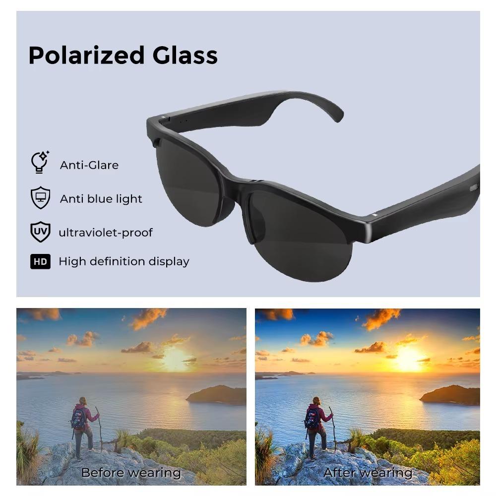 Translation Bluetooth Glasses Earphones AI Real Time Sunglasses for Driving Cycling
