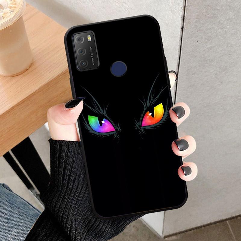For TCL 20Y 20E Case Black Silicone Bumper Wolf Lions Soft TPU Covers for TCL 20E 6125F Funda Coque TCL20Y 20 Y 6156D Shells