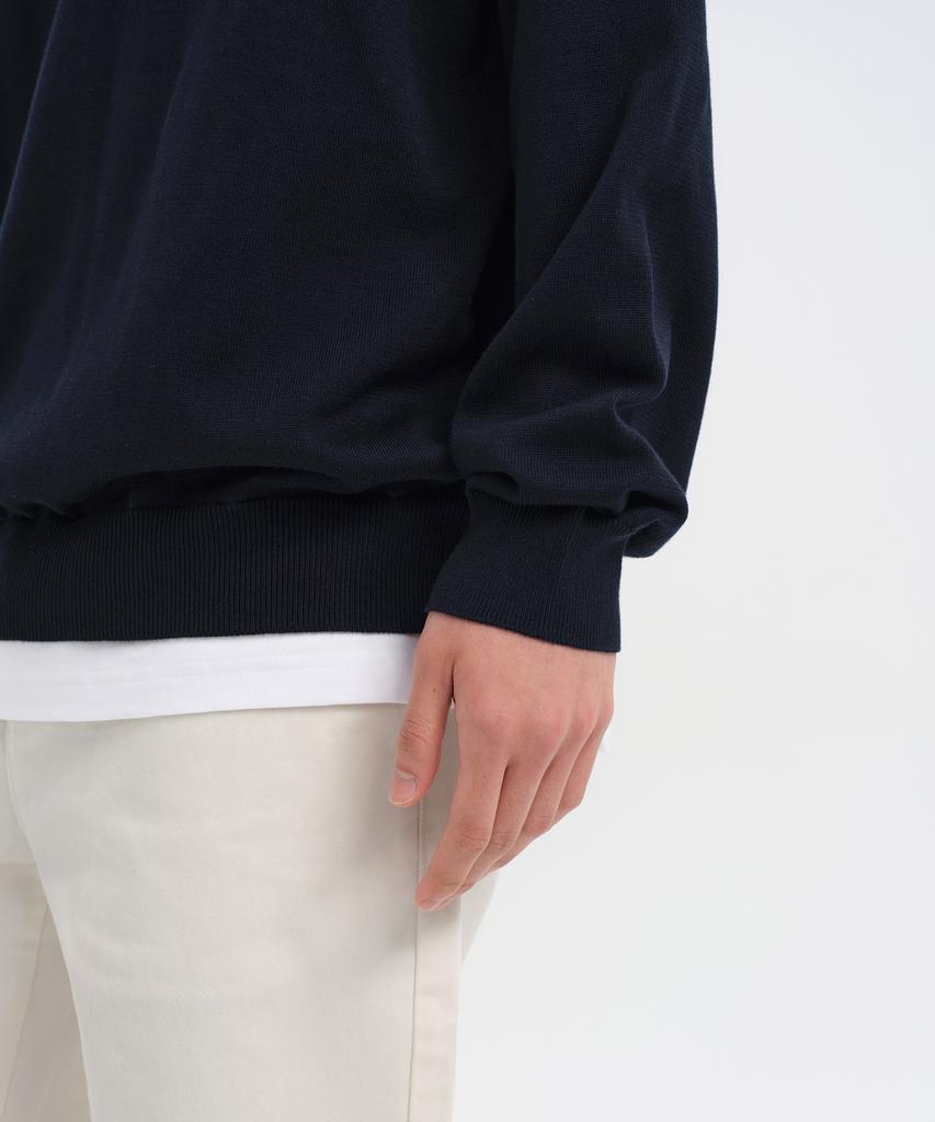 MUSINSA STANDARD Washable Supima Cotton Crew Neck Knit [Navy]