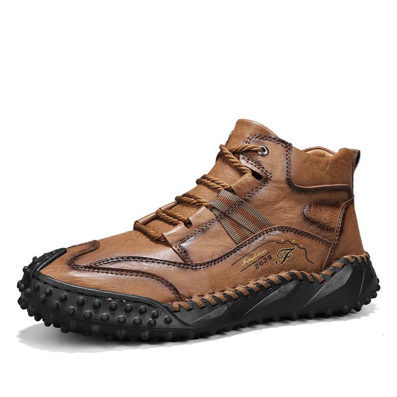 Men's Plus Size Velvet-Lined Martin Boots - Mid-Top Casual Outdoor Short Boots for Spring and Autumn