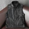 Первый слой из коровьей кожи, мужской кожаный жилет в стиле локомотива, одежда для велоспорта, повседневная, без рукавов, осень