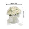 23/30cm White Artificial Roses Bride Bouquet Flowers With Ribbon Romantic Wedding Party Decoration DIY Bridal Floral Bouquets