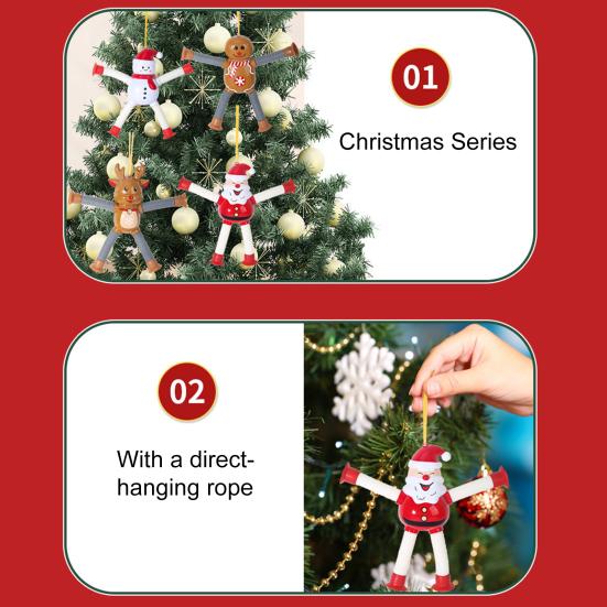 4 шт. Рождественская телескопическая трубка, подвесное украшение, Санта Клаус, Олень, Снеговик, Пряничный человечек, присоска, игрушка-антистресс, праздничное украшение для вечеринки