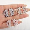 ZAKOL Fashion Leaf Cubic Zircon Stud Earrings for Women Shinny Sliver Color Crystal Flower Earring Jewelry Gift Brinco EP2233