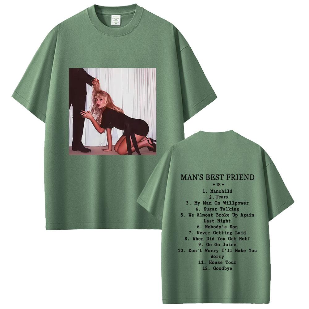 Sabrina Carpenter Mans Best Friend Album Graphic T Shirts Male Vintage Streetwear Men Women Fashion Casual Oversized Tshirt