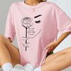 Модная женская футболка с принтом розы, забавная повседневная футболка с круглым вырезом и короткими рукавами, летняя женская футболка