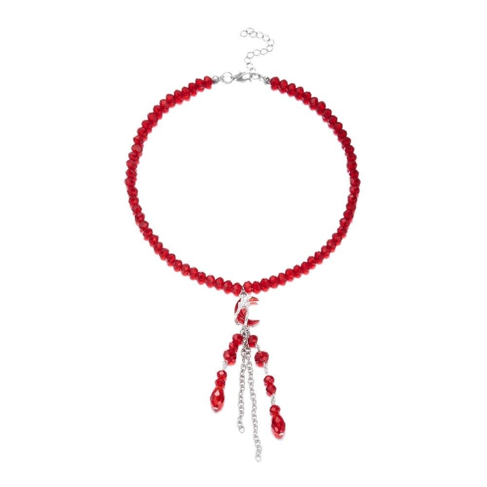 Red Halloween Collarbone Chain Tassel Halloween Earrings Fashion Blood Drop Necklace Party