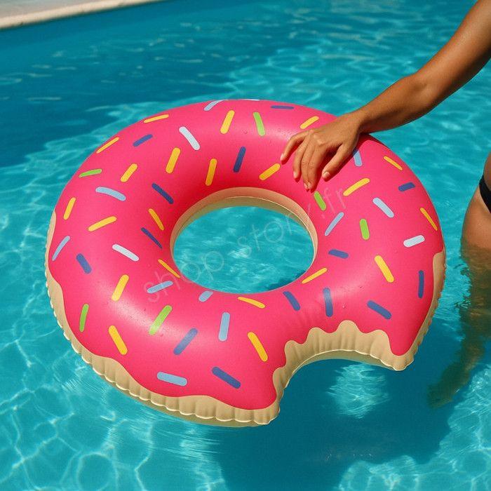Bouée Gonflable Géante Forme Donut 105 cm Mulitcolore pour Enfants et Adultes Piscine ou Plage